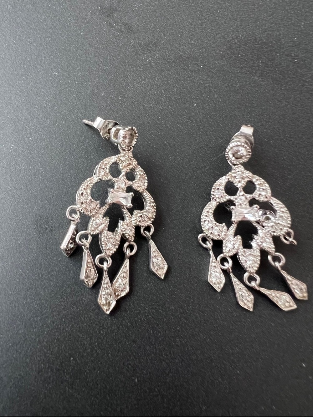 Silver Crystal Chandelier Drop Earrings - Women Jewelry
